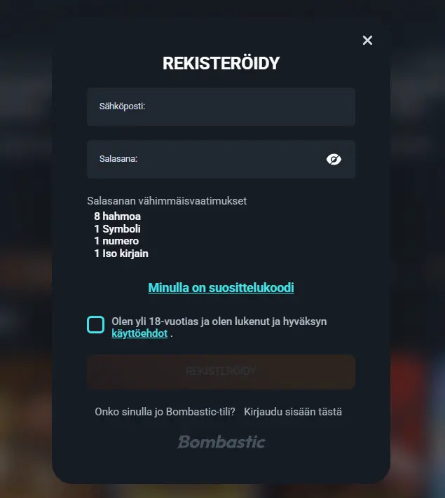 Bombastic Kasinon Rekisteröinti